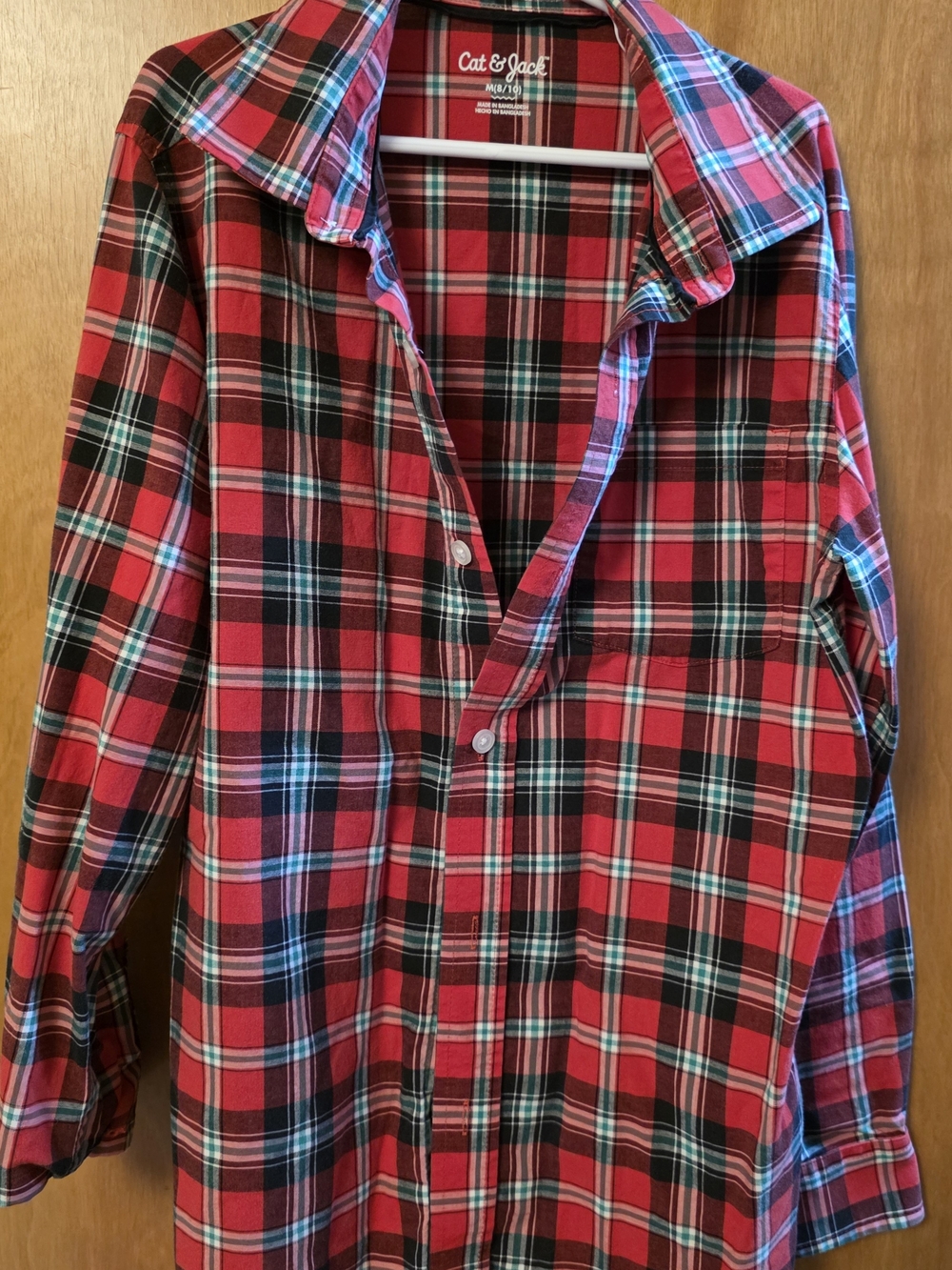 Cat & Jack Red and Black Plaid Button-Down Shirt